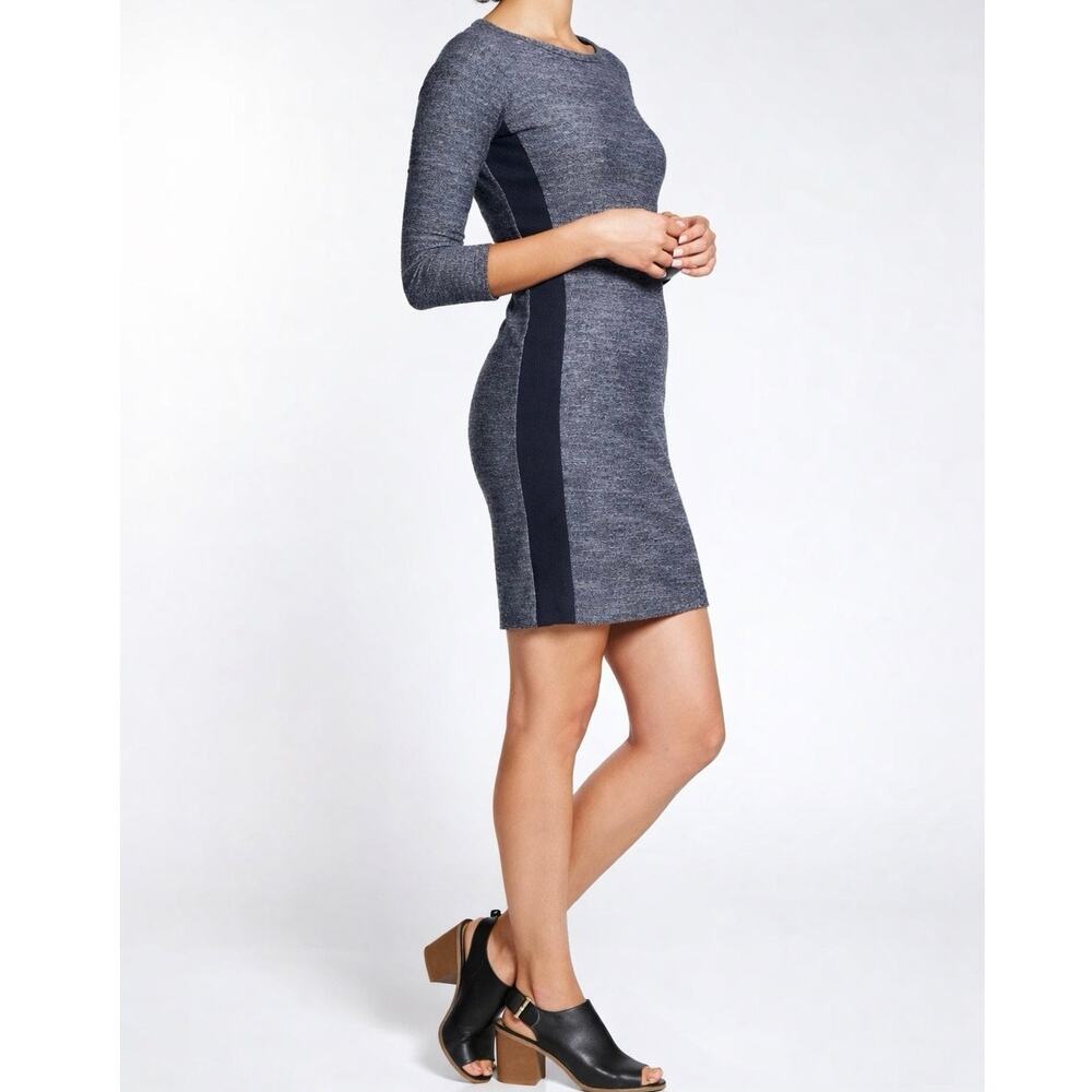 Marine Layer Blue Gray Boucle Fitted Knit Sheath Dress Medium